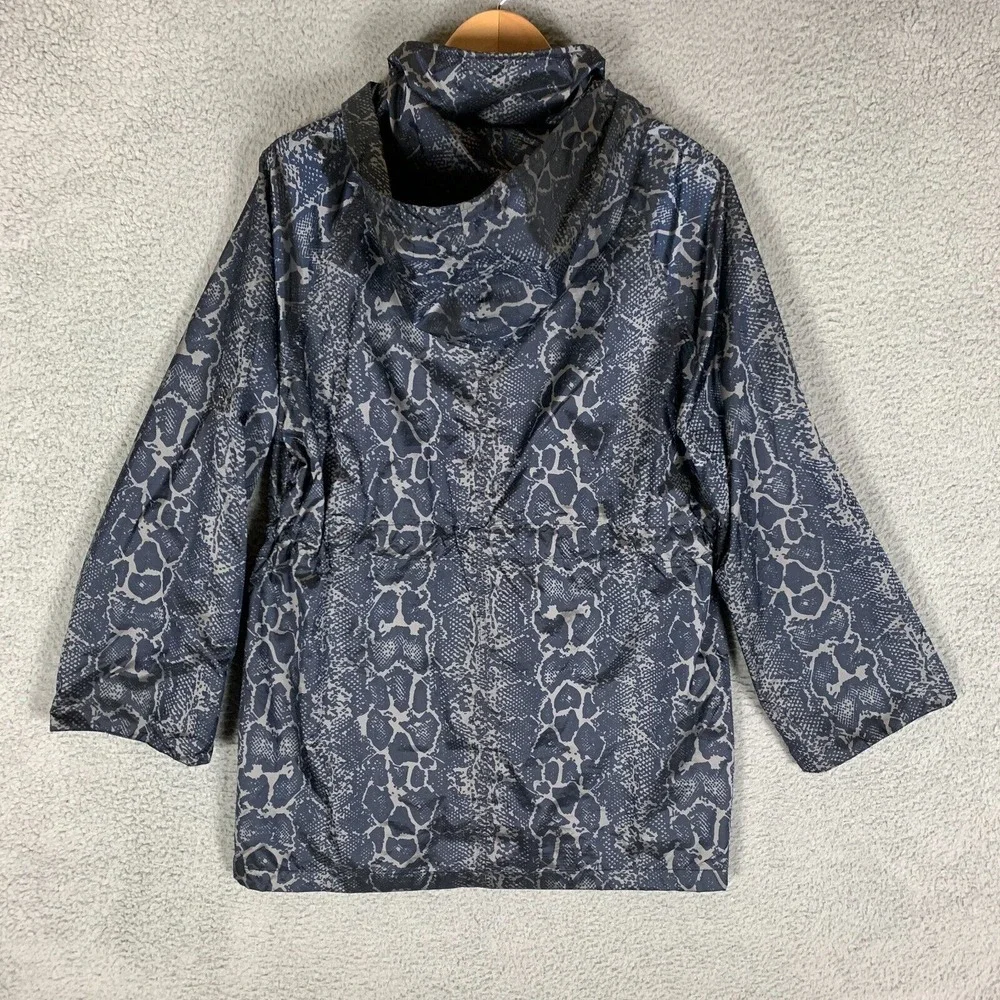 Anatomie Jacket Womens Large Gray Snake‎ Print Removable Hood Luxury Windbreaker